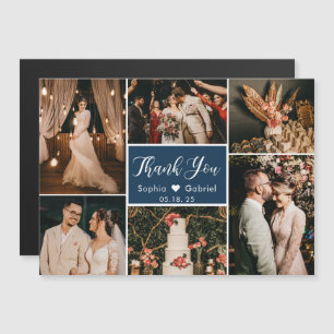 Navy スタイリッシュ Photo Collage's 結婚 Thank You