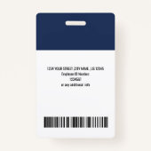 Navy パーソナライズされた Blue Hospital従業員の写真ID バッジ (裏面)