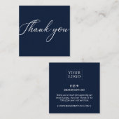 Navy ミニマル Thank You Business Card スクエア名刺 (正面/裏面)