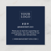 Navy ミニマル Thank You Business Card スクエア名刺 (裏面)