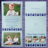 Navy メリー Interfaithスクリプエレガントト4写真 三つ折りクリスマスカード