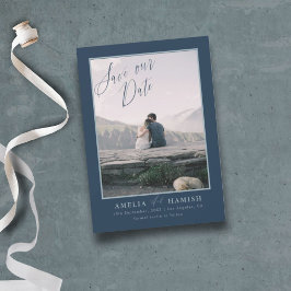 Navy モダン Blue写真救Our Date セーブザデート