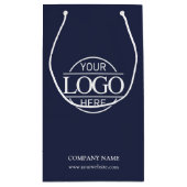 Navy モダン Blue社の企業のビジネスロゴ スモールペーパーバッグ (裏面)