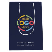 Navy モダン Blue社の企業のビジネスロゴ ミディアムペーパーバッグ (裏面)