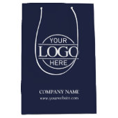 Navy モダン Blue社の企業のビジネスロゴ ミディアムペーパーバッグ (正面)
