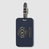 Navy モダン Blue社の企業のビジネスロゴ ラゲッジタグ (正面縦)