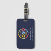 Navy モダン Blue社の企業のビジネスロゴ ラゲッジタグ (正面縦)
