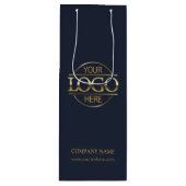 Navy モダン Blue社の企業のビジネスロゴ ワインギフトバッグ (正面)