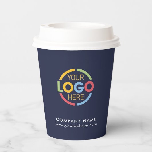 Navy モダン Blue社の企業のビジネスロゴ 紙コップ (裏面)
