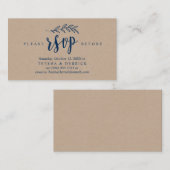 Navy モダン Blue素朴、ウェディングパーティーRSVP エンクロージャーカード (正面/裏面)