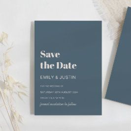 Navy モダン Blue Beige Save the Date 結婚's 招待状