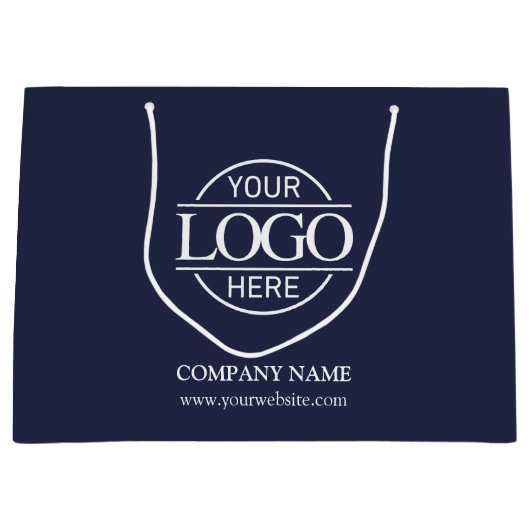 Navy モダン Blue Business Logoのブランドプロモーション ラージペーパーバッグ (正面)