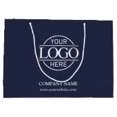 Navy モダン Blue Business Logoのブランドプロモーション ラージペーパーバッグ (裏面)