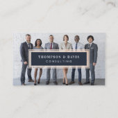 Navy モダン Blue Business Team Photos Collage Grid コーリングカード (裏面)