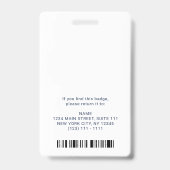 Navy モダン Blue Photo Barcode Businessロゴ名 バッジ (裏面)