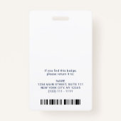 Navy モダン Blue Photo Barcode Businessロゴ名 バッジ (裏面)