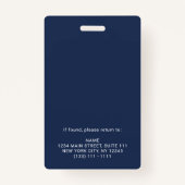 Navy モダン Blue Photo ID Business Logo従業員 バッジ (裏面)