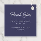 Navy モダン Blue Scriptフォトバプテスマありがとう フェイバータグ (裏面)