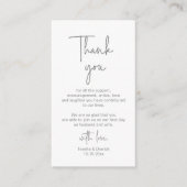 Navy モダン Blue Script,'s 結婚 Thank you エンクロージャーカード (正面)