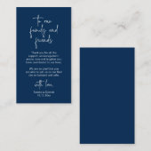 Navy モダン Blue Script,'s 結婚 Thank you エンクロージャーカード (正面/裏面)