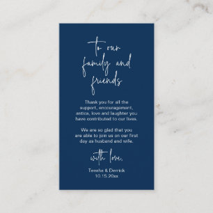 Navy モダン Blue Script,'s 結婚 Thank you エンクロージャーカード