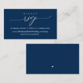 Navy モダン Blue Writhic、ミニマルオンラインRSVP エンクロージャーカード (正面/裏面)