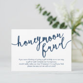 Navy 素朴 Blue Script結婚、Honeymoon Fund エンクロージャーカード (スタンド正面)