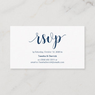 Navy 素朴 Blue Script、オンラインRSVP エンクロージャーカード