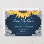 Navy 素朴 Sunflowerの結婚写真保存日 セーブザデート (正面)