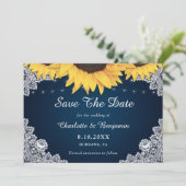 Navy 素朴 Sunflowerの結婚写真保存日 セーブザデート (スタンド正面)