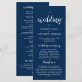 Navy 結婚 Blue Proのモダン結婚式 プログラム (正面/裏面)