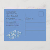 Navy – 青いテクスチャの下水魚の日付を保存 案内ポストカード (裏面)