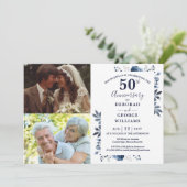 Navy 50th 結婚 Anniversary Then & Now 2 Photo 招待状 (スタンド正面)