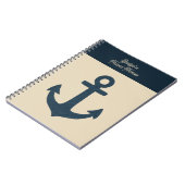 navy Anchor with Monogram Beige Coastal travel ノートブック (左側)