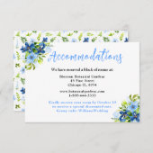 Navy and Baby Blueフローラ結婚の宿泊施設 エンクロージャーカード (正面/裏面)