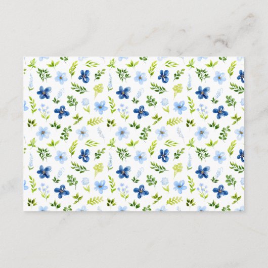 Navy and Baby Blueフローラ結婚の宿泊施設 エンクロージャーカード (裏面)