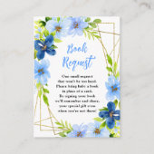 Navy and Baby Blue Floral Baby Book Request エンクロージャーカード (正面)