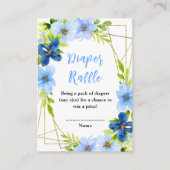 Navy and Baby Blue Floral Baby Diaper Raffle エンクロージャーカード (正面)