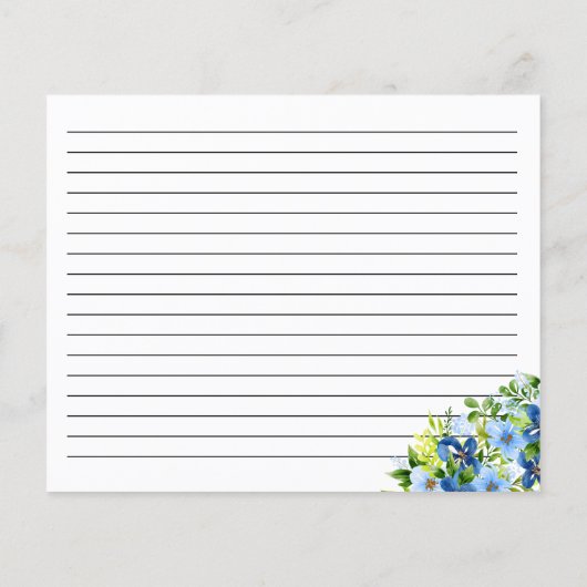 Navy and Baby Blue Floral Recipe Card (裏面)