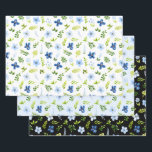 Navy and Baby Blue Flowers with Foliage Pattern ラッピングペーパーシート<br><div class="desc">These beautiful and elegant wrapping paper are versatile and can be used for giving gifts or art and craft projects. They are ideal for any occasion such as birthdays,  weddings,  bridal showers,  baby showers,  anniversaries or general gifts. The design features watercolor baby blue and navy blue flowers with foliage.</div>