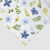 Navy and Baby Blue Flowers with Foliage Pattern 薄葉紙 (詳細)