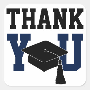 Navy and Black Graduation Thank You スクエアシール