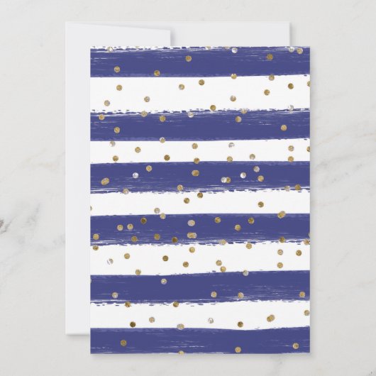 Navy and Blue Summer Flowers 21st Birthday 招待状 (裏面)