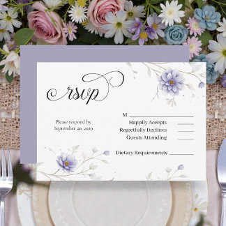 Navy and Blush Floral Wedding RSVP エンクロージャーカード