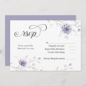 Navy and Blush Floral Wedding RSVP 招待状 (正面/裏面)