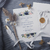 Navy and Blush Rustic Elegant Chic QR Code Wedding 招待状