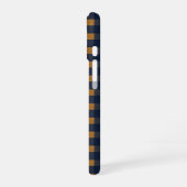 Navy and Brown Plaid Checkered Pattern iPhone 16ケース (左側面)
