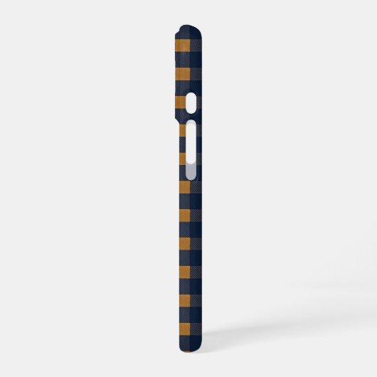 Navy and Brown Plaid Checkered Pattern iPhone 16ケース (左側面)