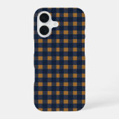 Navy and Brown Plaid Checkered Pattern iPhone 16ケース (裏面)