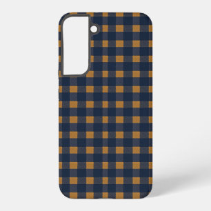 Navy and Brown Plaid Checkered Pattern Samsung Galaxy S22+ケース